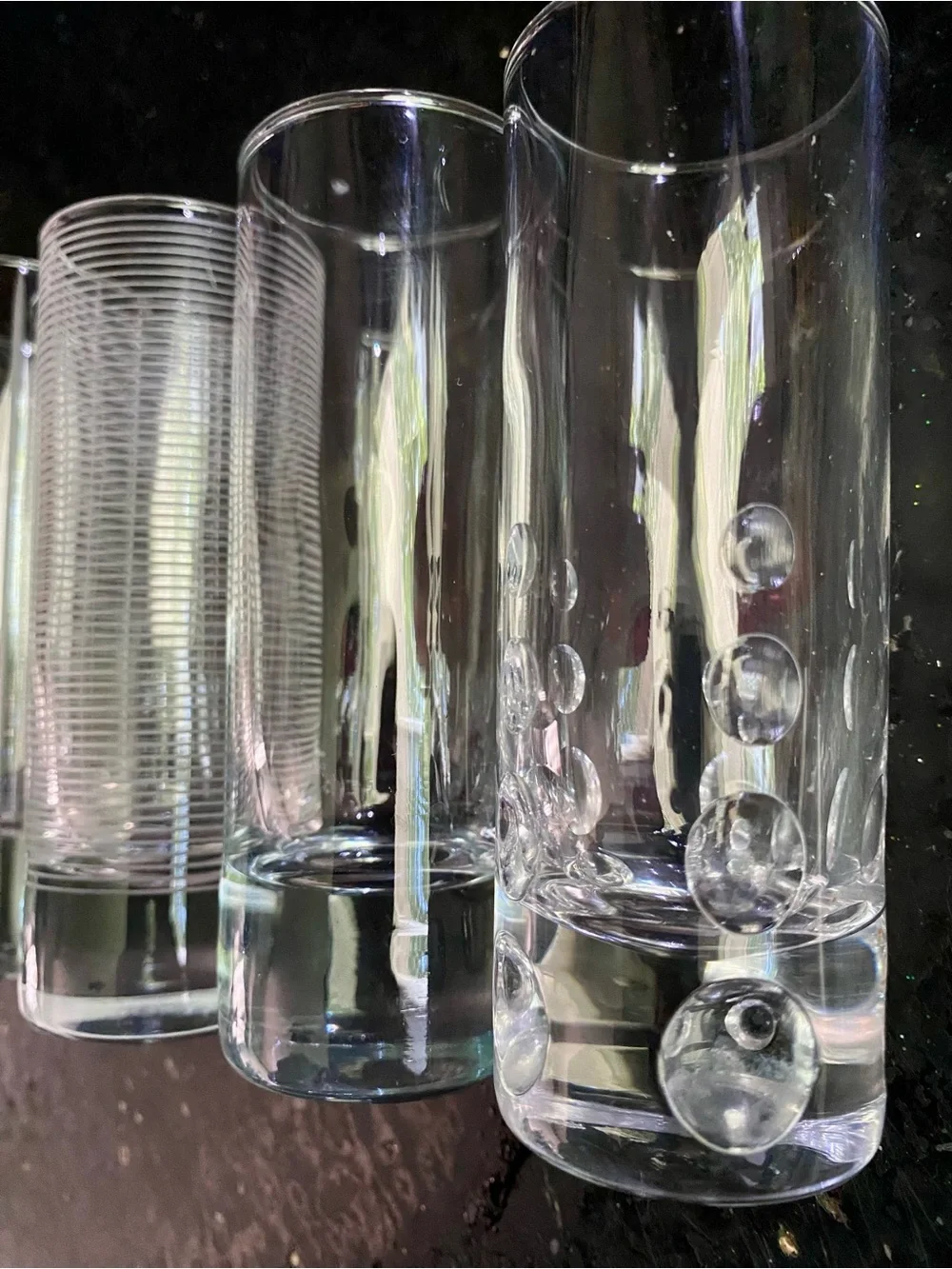 Clear Etched Highball Glasses - Set of 8